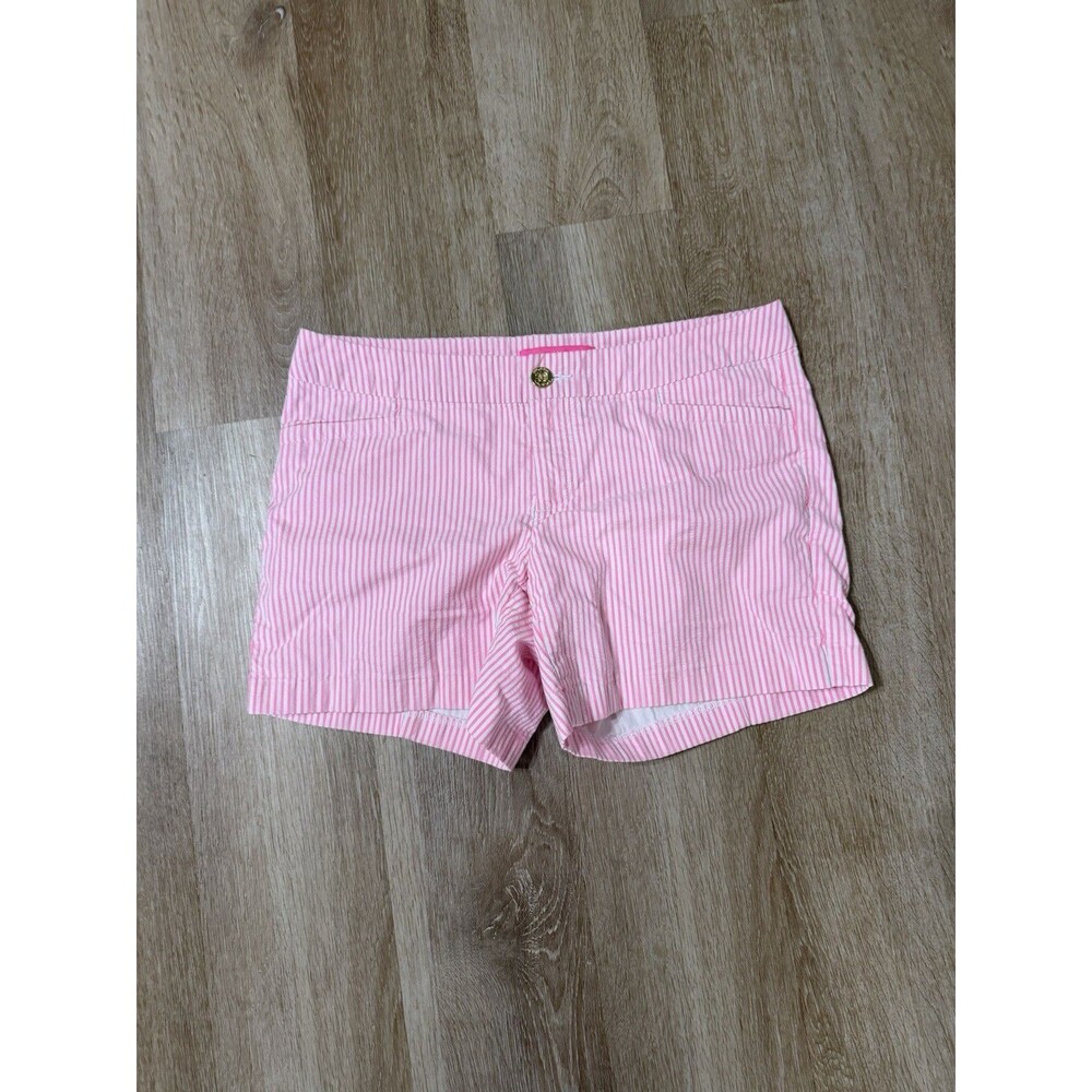 Lilly Pulitzer Women's Hot Pink And White Striped Shorts Size 4 Chino Shorts